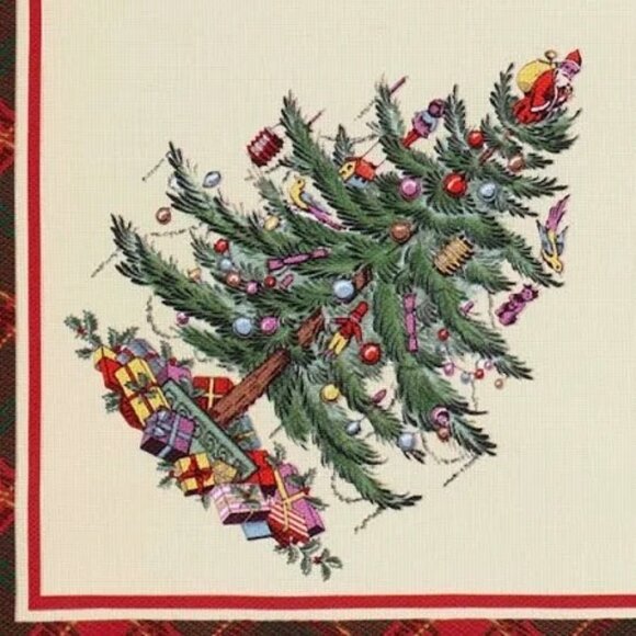 Spode Christmas Tree Tartan Plaid 20" Cloth Napkins  Set Of 4 Holiday Dining - Picture 2 of 4